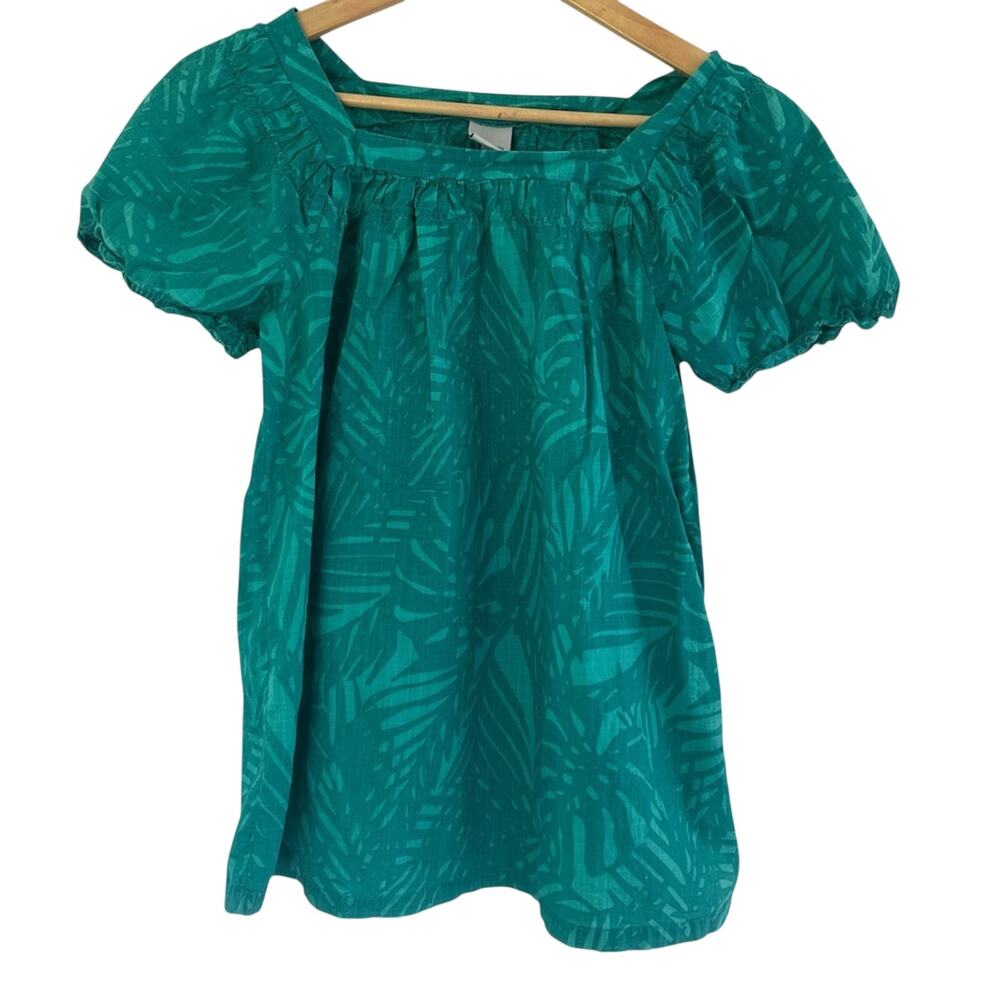 ⭐ 4/$20 Merona Teal Leaf Pattern Lightweight Cotton Blouse Sz small